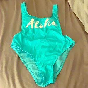 Aloha high rise teal one piece